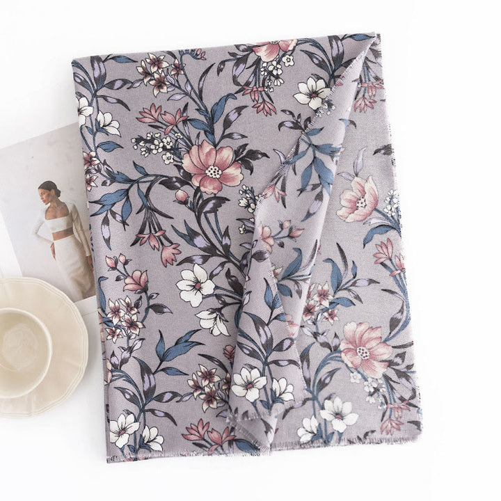 Buddha Stones Tybetański Szal Retro Kwitnąca Kamelia Japonica Print Jesień Zima Miękki Ciepły Szalik Otulacz - image 2