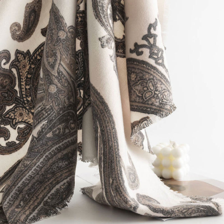 Buddha Stones Tybetańskie Paisley Prints Szal Jesień Zima Miękki Ciepły Szalik Otulacz - image 14