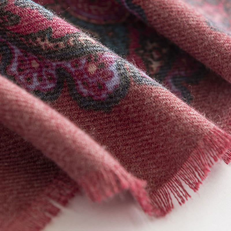 Buddha Stones Tybetańskie Paisley Prints Szal Jesień Zima Miękki Ciepły Szalik Otulacz - image 8