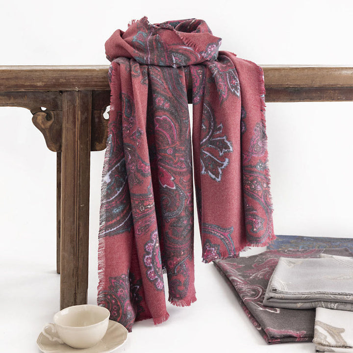 Buddha Stones Tybetańskie Paisley Prints Szal Jesień Zima Miękki Ciepły Szalik Otulacz