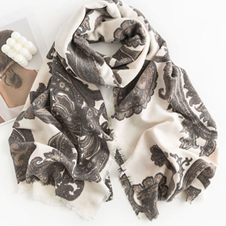 Buddha Stones Tybetańskie Paisley Prints Szal Jesień Zima Miękki Ciepły Szalik Otulacz - image 12
