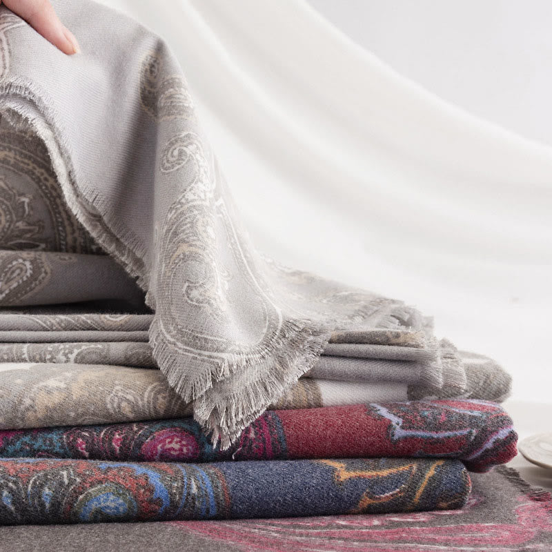 Buddha Stones Tybetańskie Paisley Prints Szal Jesień Zima Miękki Ciepły Szalik Otulacz - image 18