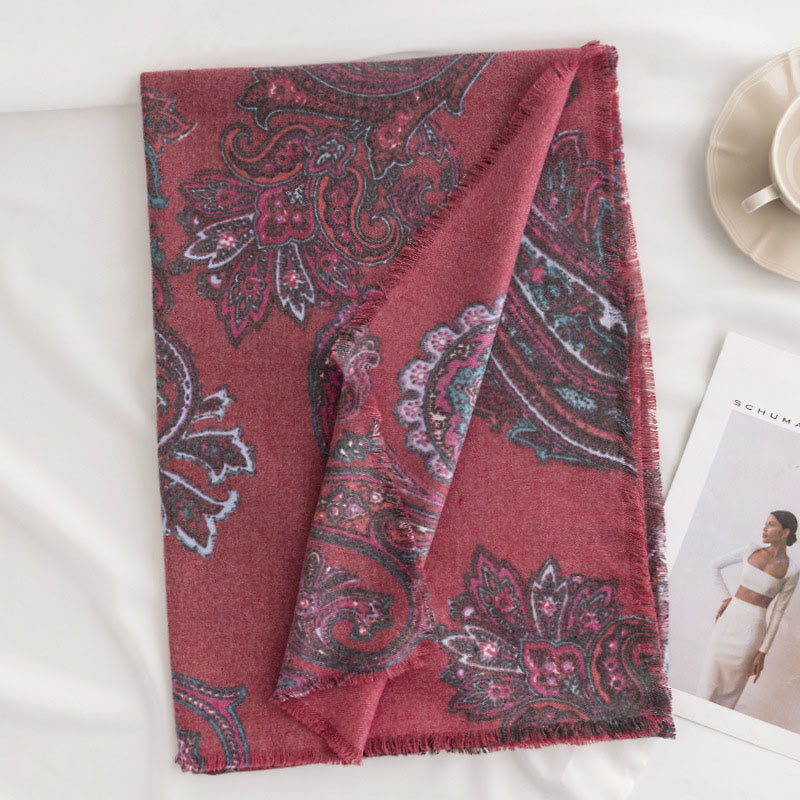 Buddha Stones Tybetańskie Paisley Prints Szal Jesień Zima Miękki Ciepły Szalik Otulacz
