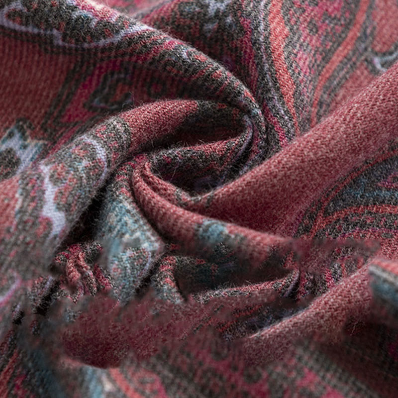 Buddha Stones Tybetańskie Paisley Prints Szal Jesień Zima Miękki Ciepły Szalik Otulacz - image 5