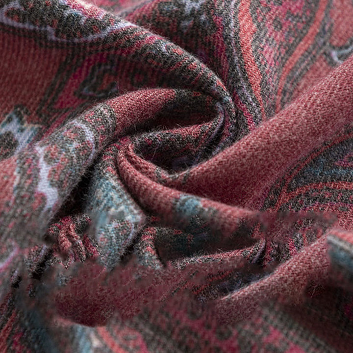 Buddha Stones Tybetańskie Paisley Prints Szal Jesień Zima Miękki Ciepły Szalik Otulacz - image 5