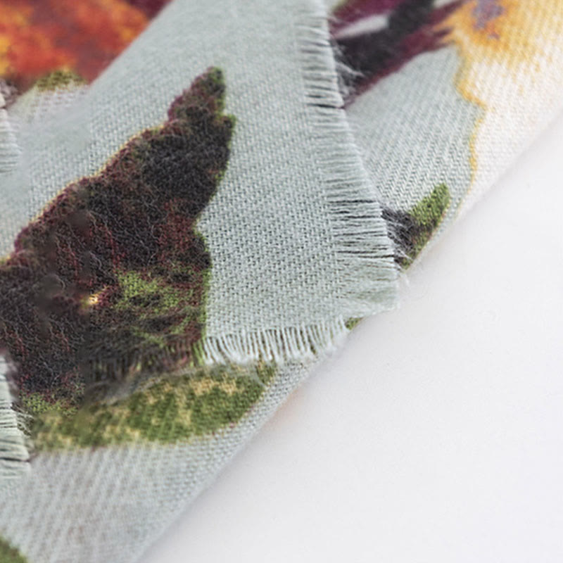 Buddha Stones Tybetański Kolorowy Motyl Kwiatowy Nadruk Szal Jesień Zima Miękki Ciepły Szalik Otulacz - image 9