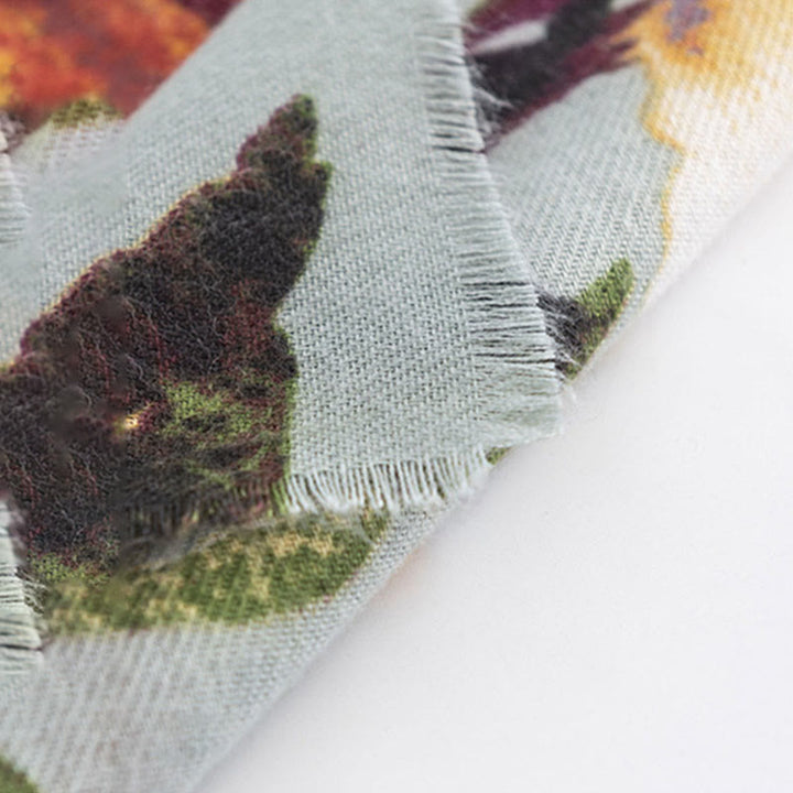 Buddha Stones Tybetański Kolorowy Motyl Kwiatowy Nadruk Szal Jesień Zima Miękki Ciepły Szalik Otulacz - image 9