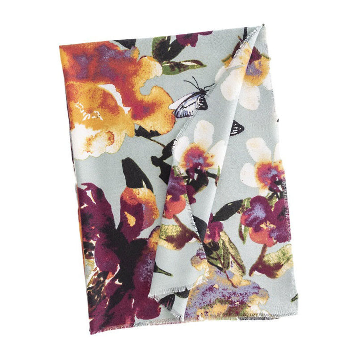 Buddha Stones Tybetański Kolorowy Motyl Kwiatowy Nadruk Szal Jesień Zima Miękki Ciepły Szalik Otulacz - image 10