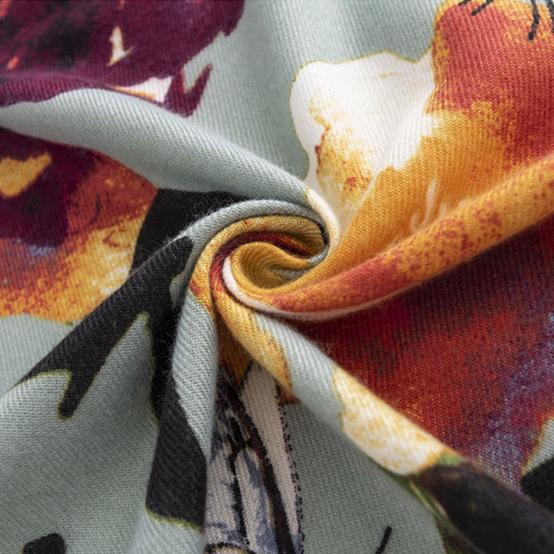 Buddha Stones Tybetański Kolorowy Motyl Kwiatowy Nadruk Szal Jesień Zima Miękki Ciepły Szalik Otulacz - image 6