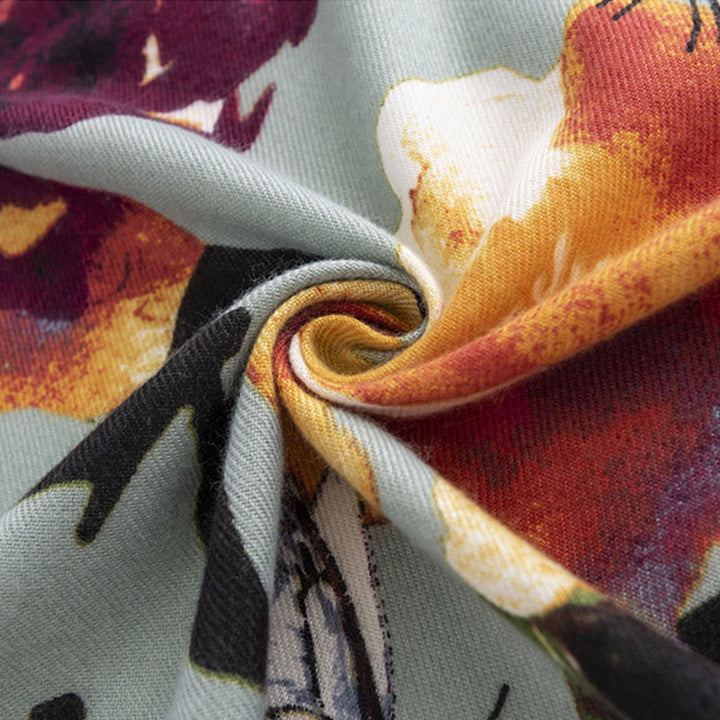 Buddha Stones Tybetański Kolorowy Motyl Kwiatowy Nadruk Szal Jesień Zima Miękki Ciepły Szalik Otulacz - image 6