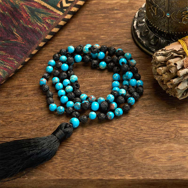 Buddha Stones Kamień Cesarski Koraliki z lawy Chwost Naszyjniki Szczęścia Wisiorki