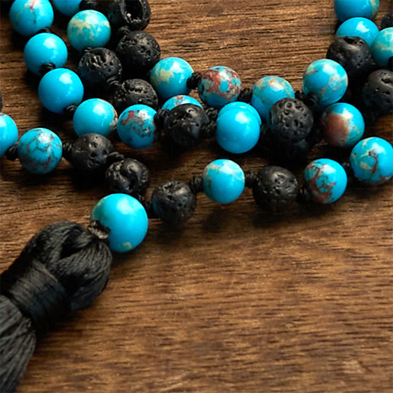 Buddha Stones Kamień Cesarski Koraliki z lawy Chwost Naszyjniki Szczęścia Wisiorki