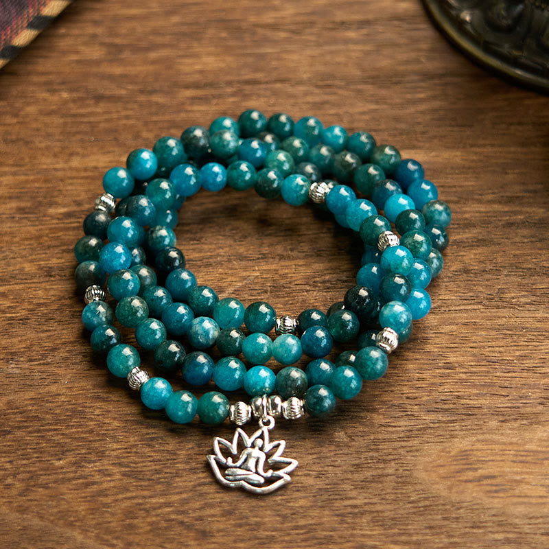 Buddha Stones 108 Koraliki Mala Koraliki Apatytowe Om Drzewo Życia Bransoletka Buddy Lotosu