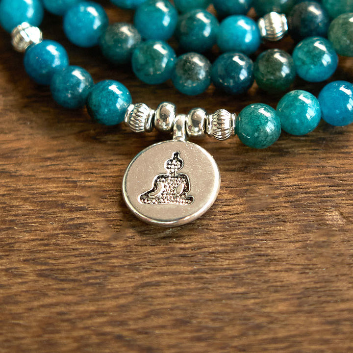 Buddha Stones 108 Koraliki Mala Koraliki Apatytowe Om Drzewo Życia Bransoletka Buddy Lotosu