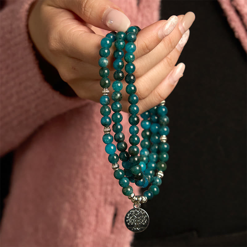Buddha Stones 108 Koraliki Mala Koraliki Apatytowe Om Drzewo Życia Bransoletka Buddy Lotosu