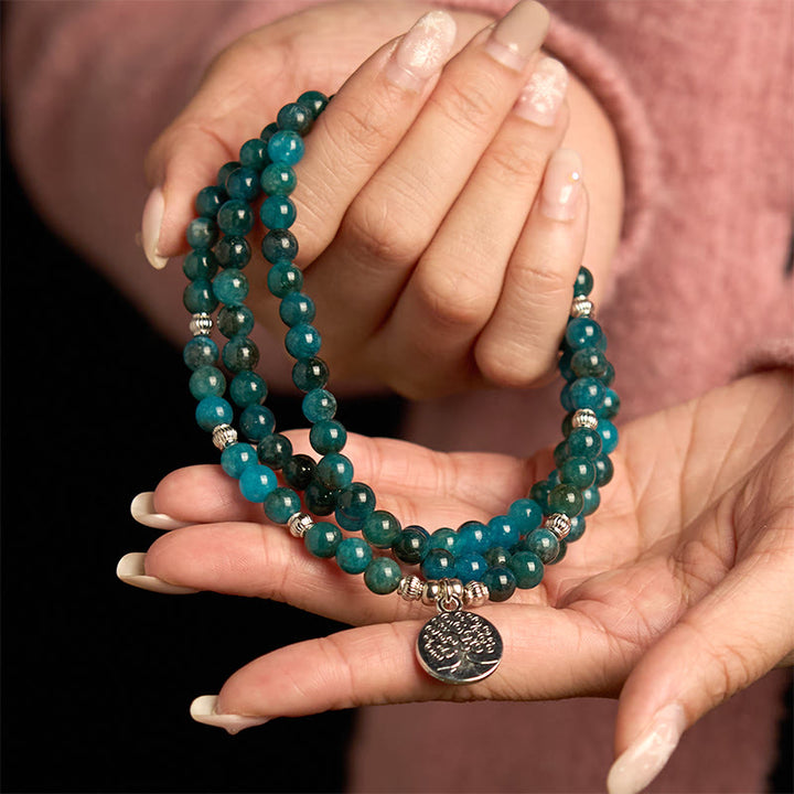 Buddha Stones 108 Koraliki Mala Koraliki Apatytowe Om Drzewo Życia Bransoletka Buddy Lotosu
