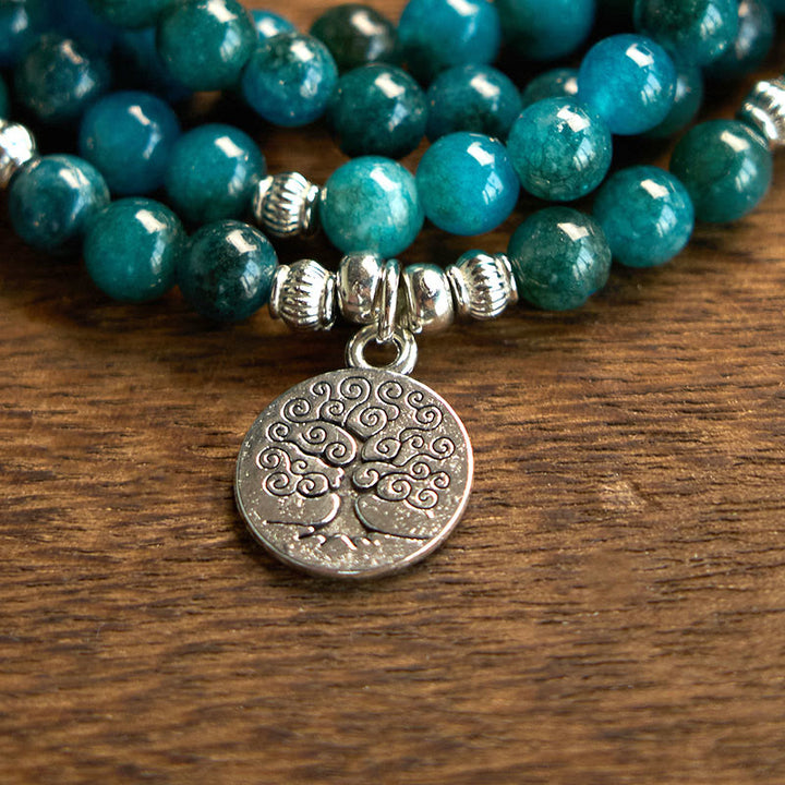 Buddha Stones 108 Koraliki Mala Koraliki Apatytowe Om Drzewo Życia Bransoletka Buddy Lotosu