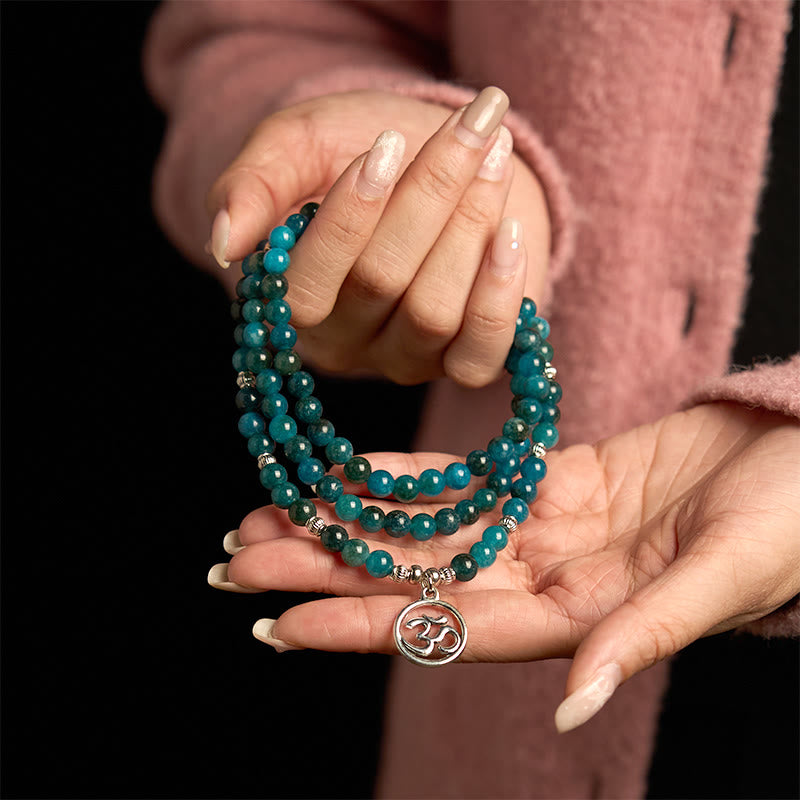 Buddha Stones 108 Koraliki Mala Koraliki Apatytowe Om Drzewo Życia Bransoletka Buddy Lotosu