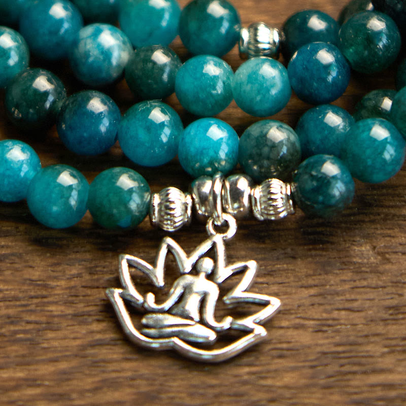 Buddha Stones 108 Koraliki Mala Koraliki Apatytowe Om Drzewo Życia Bransoletka Buddy Lotosu