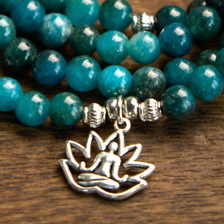 Buddha Stones 108 Koraliki Mala Koraliki Apatytowe Om Drzewo Życia Bransoletka Buddy Lotosu