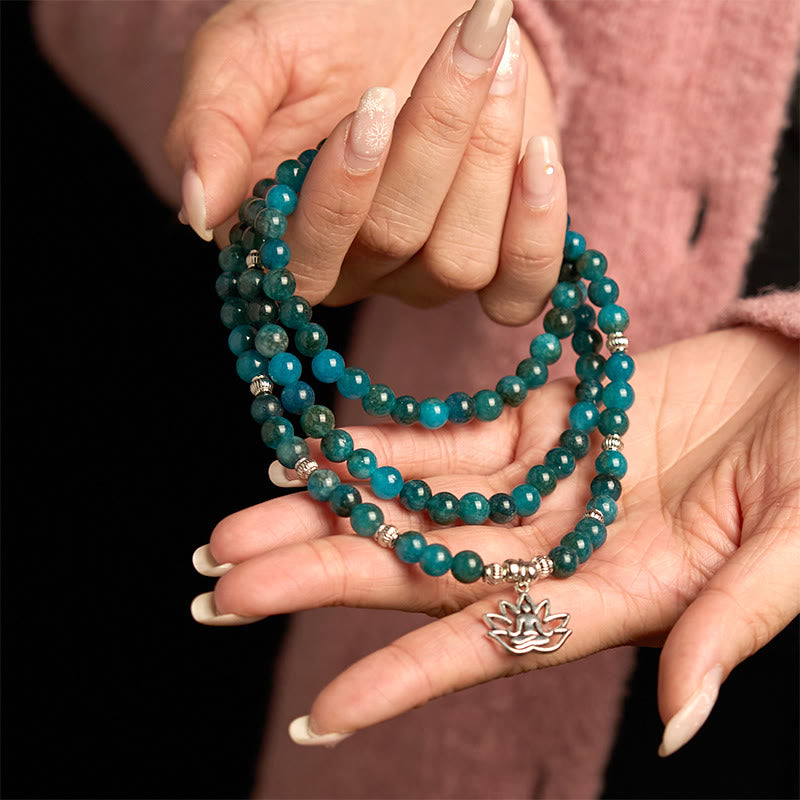 Buddha Stones 108 Koraliki Mala Koraliki Apatytowe Om Drzewo Życia Bransoletka Buddy Lotosu