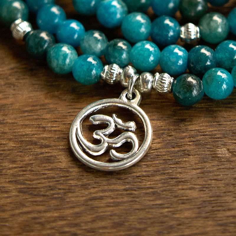 Buddha Stones 108 Koraliki Mala Koraliki Apatytowe Om Drzewo Życia Bransoletka Buddy Lotosu