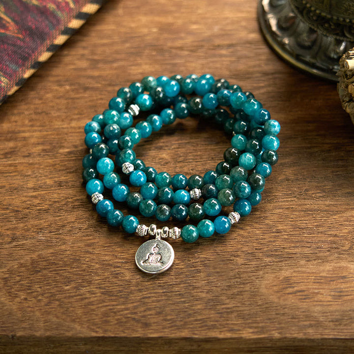 Buddha Stones 108 Koraliki Mala Koraliki Apatytowe Om Drzewo Życia Bransoletka Buddy Lotosu