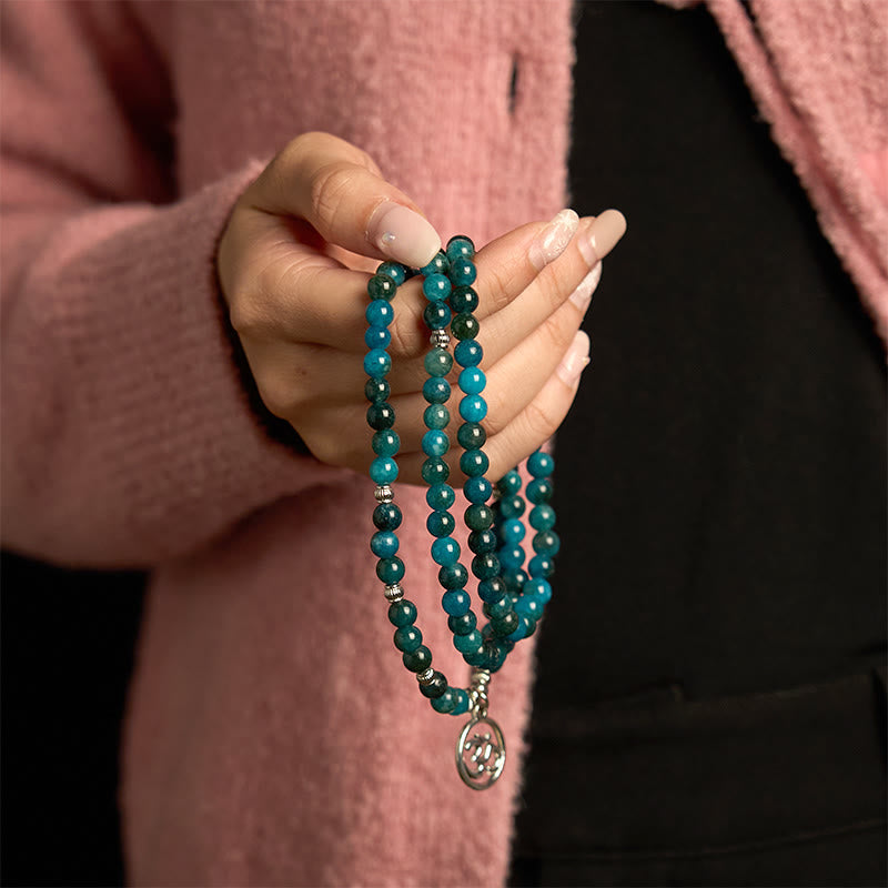 Buddha Stones 108 Koraliki Mala Koraliki Apatytowe Om Drzewo Życia Bransoletka Buddy Lotosu