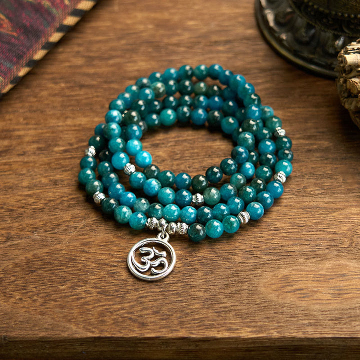 Buddha Stones 108 Koraliki Mala Koraliki Apatytowe Om Drzewo Życia Bransoletka Buddy Lotosu
