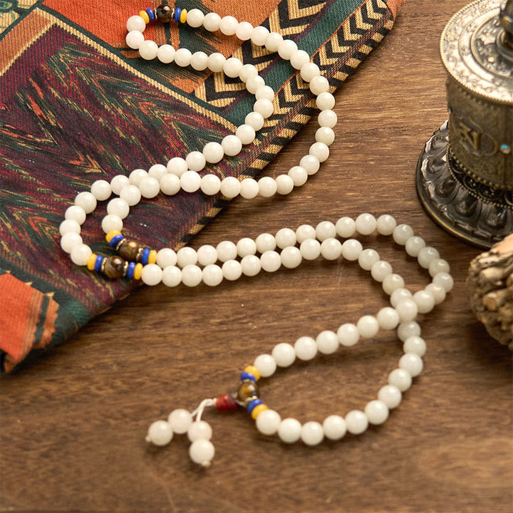 Bransoletka z Buddha Stones, 108 koralików Mala, naturalny kwarcyt, bogactwo i szczęście - image 10