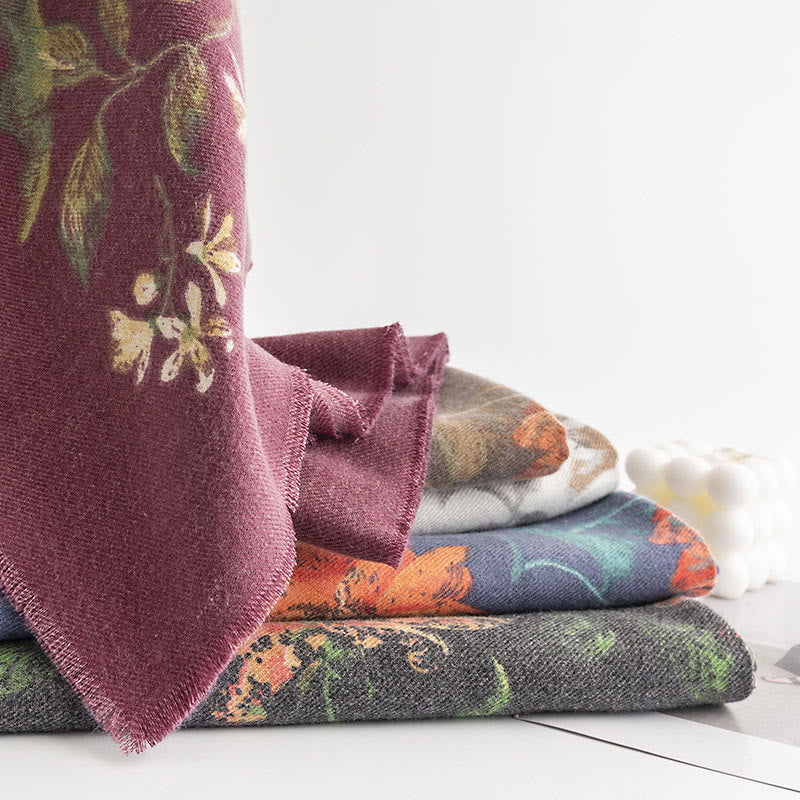 Buddha Stones Tybetański Wielokwiatowy Wzór Róży Wzór Szal Jesień Zima Przytulny Ciepły Szalik Otulacz - image 11