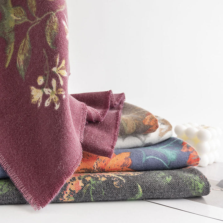 Buddha Stones Tybetański Wielokwiatowy Wzór Róży Wzór Szal Jesień Zima Przytulny Ciepły Szalik Otulacz - image 11