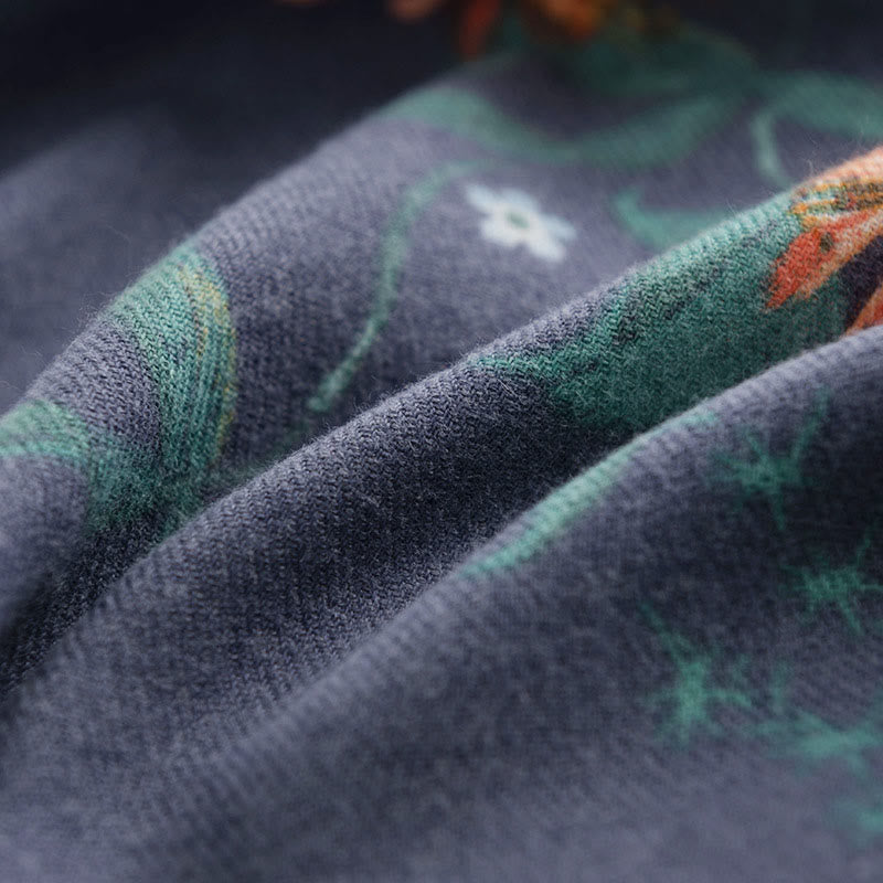 Buddha Stones Tybetański Wielokwiatowy Wzór Róży Wzór Szal Jesień Zima Przytulny Ciepły Szalik Otulacz - image 5