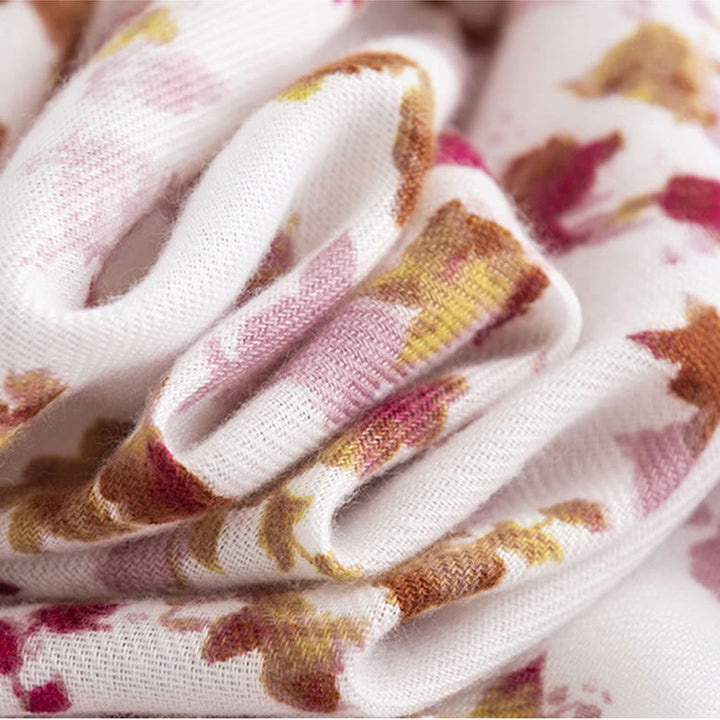 Buddha Stones Tybetańskie Kwiaty Spadające Liście Nadruk Szal Jesień Zima Przytulny Ciepły Podróżny Szalik Otulacz - image 6