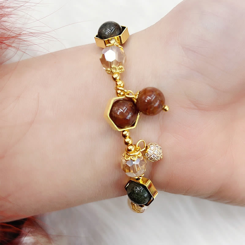 Bransoletka ochronna Buddha Stones Natural Colored Rutilated Quartz Amethyst
