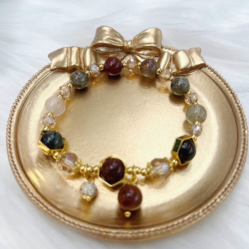 Bransoletka ochronna Buddha Stones Natural Colored Rutilated Quartz Amethyst