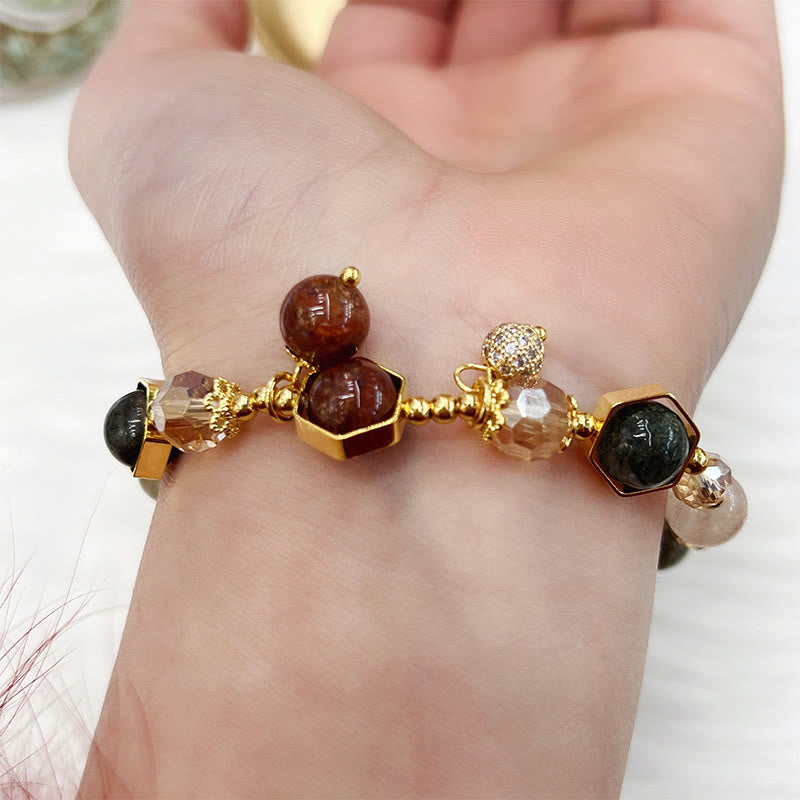 Bransoletka ochronna Buddha Stones Natural Colored Rutilated Quartz Amethyst