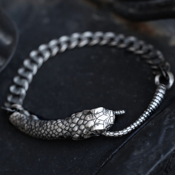 Buddha Stones Srebro Sterling Kształt Węża Tekstura Bransoletka Błogosławieństwa Roku Węża