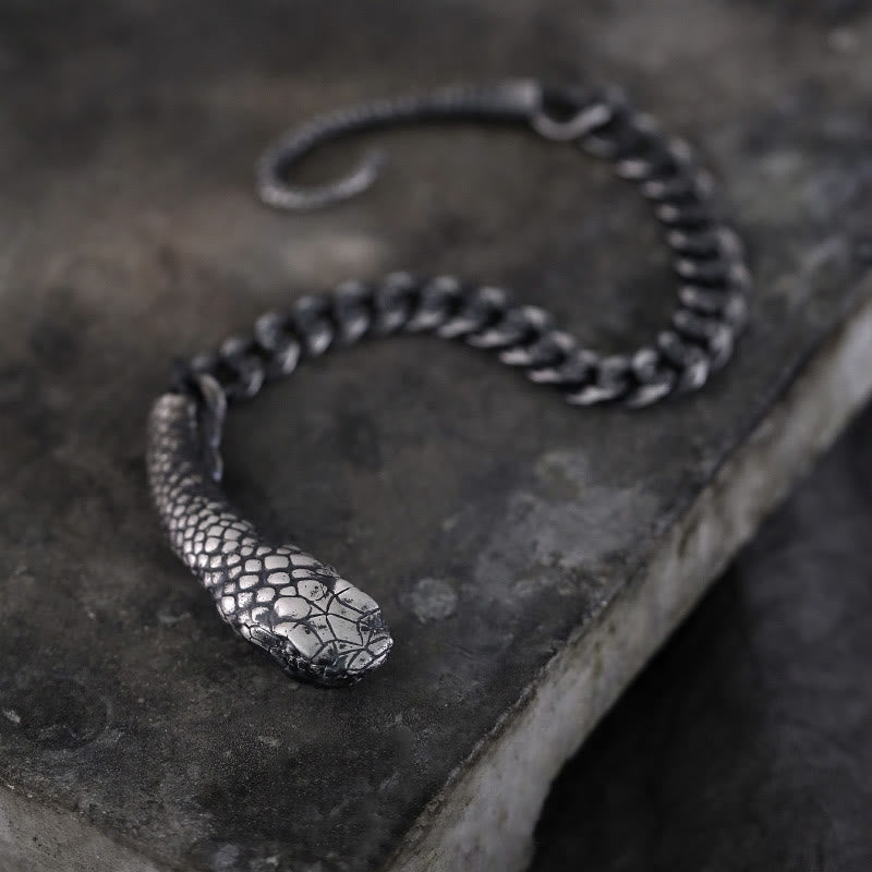 Buddha Stones Srebro Sterling Kształt Węża Tekstura Bransoletka Błogosławieństwa Roku Węża