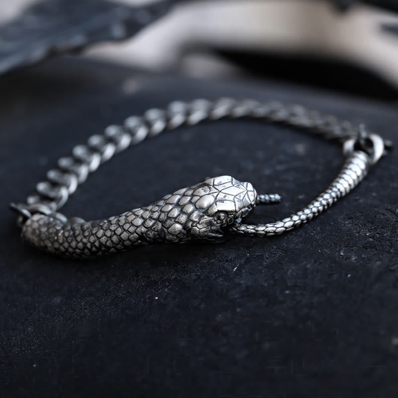 Buddha Stones Srebro Sterling Kształt Węża Tekstura Bransoletka Błogosławieństwa Roku Węża