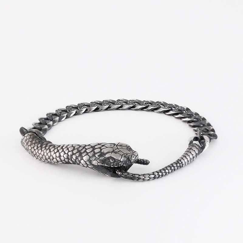 Buddha Stones Srebro Sterling Kształt Węża Tekstura Bransoletka Błogosławieństwa Roku Węża