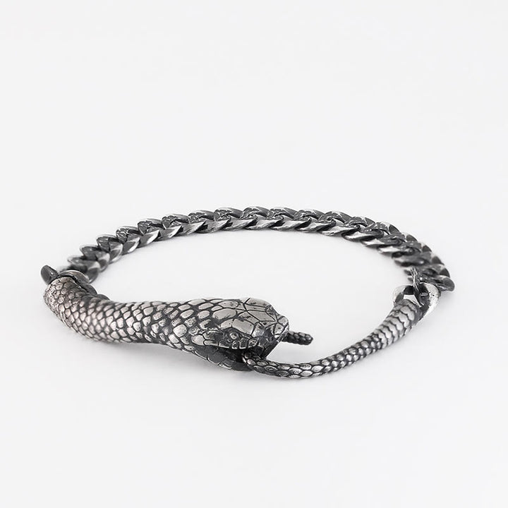 Buddha Stones Srebro Sterling Kształt Węża Tekstura Bransoletka Błogosławieństwa Roku Węża
