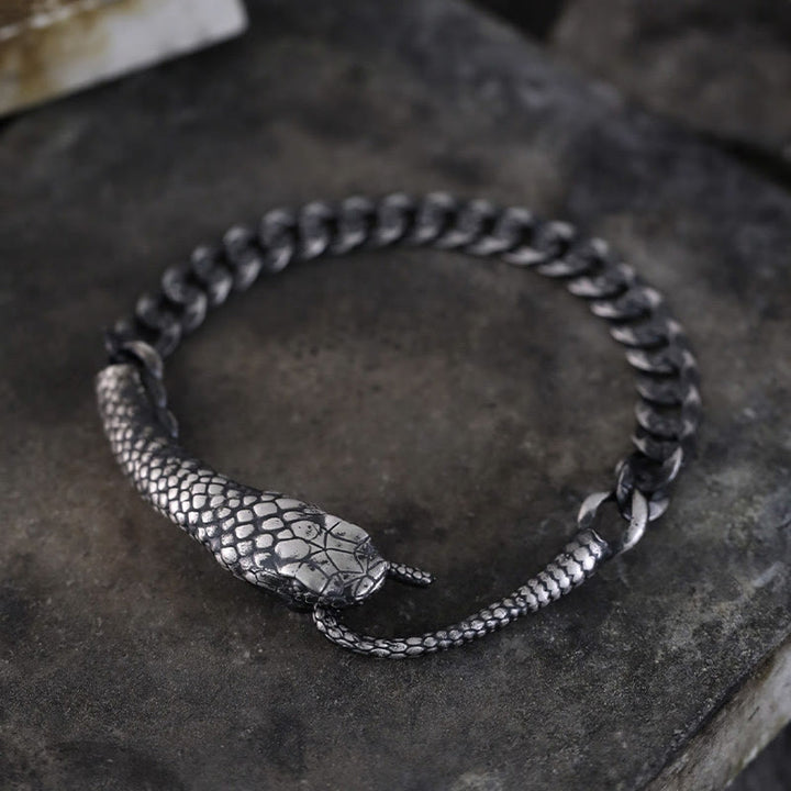 Buddha Stones Srebro Sterling Kształt Węża Tekstura Bransoletka Błogosławieństwa Roku Węża