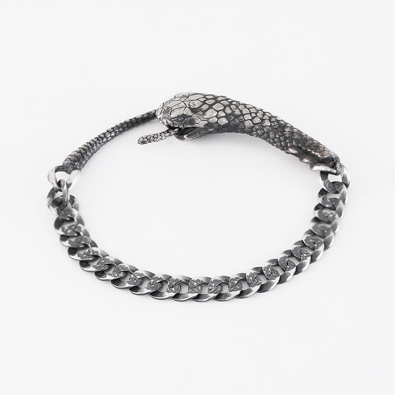 Buddha Stones Srebro Sterling Kształt Węża Tekstura Bransoletka Błogosławieństwa Roku Węża