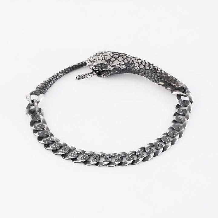 Buddha Stones Srebro Sterling Kształt Węża Tekstura Bransoletka Błogosławieństwa Roku Węża