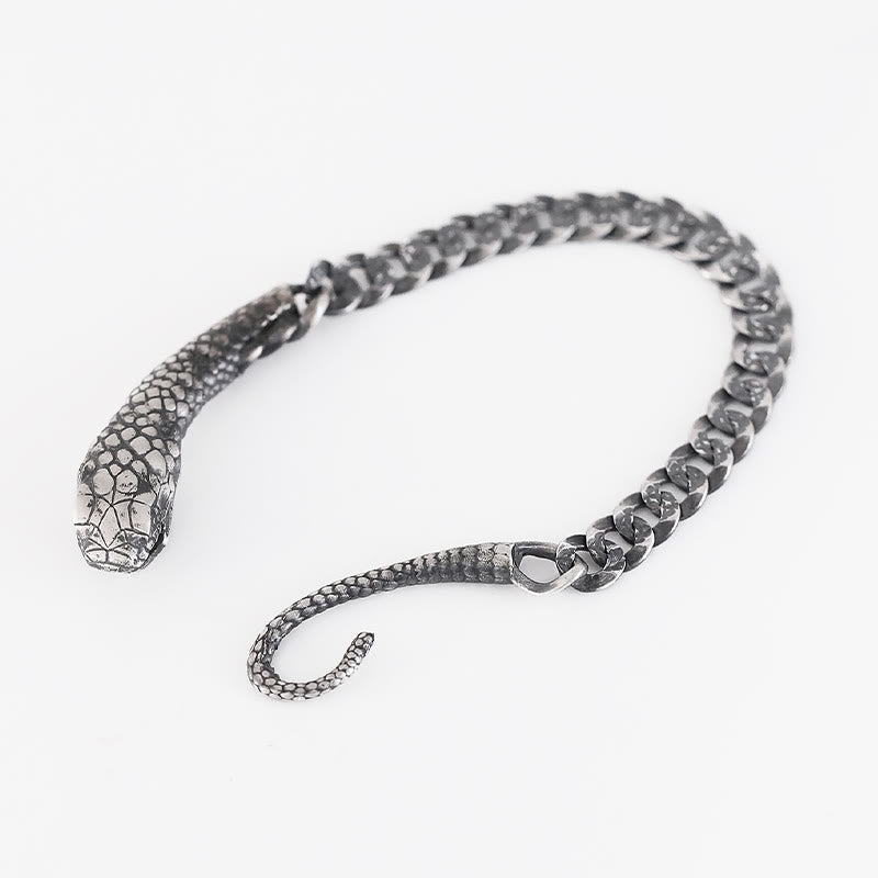 Buddha Stones Srebro Sterling Kształt Węża Tekstura Bransoletka Błogosławieństwa Roku Węża