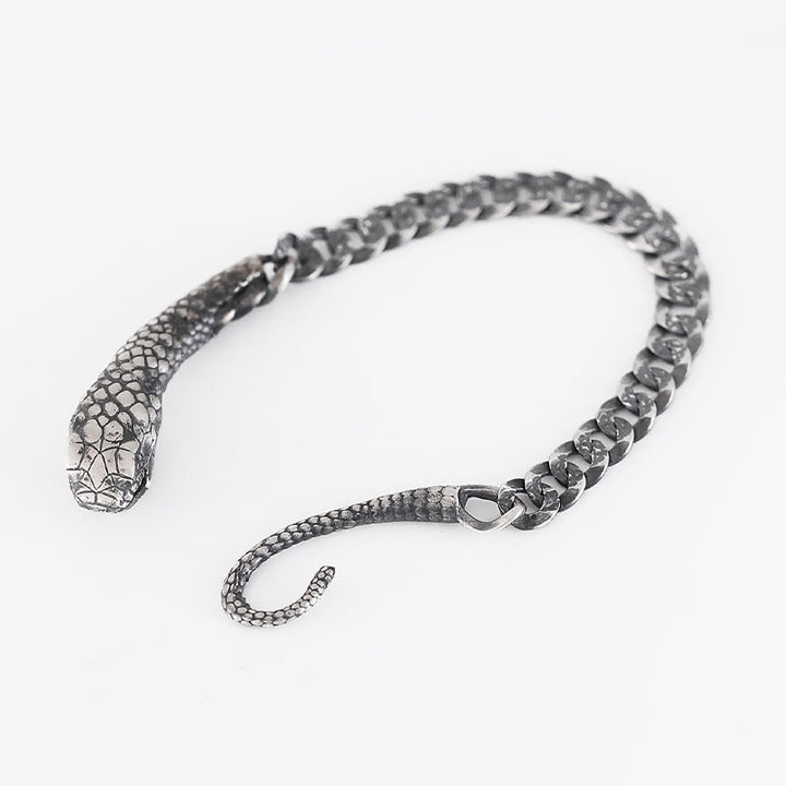 Buddha Stones Srebro Sterling Kształt Węża Tekstura Bransoletka Błogosławieństwa Roku Węża