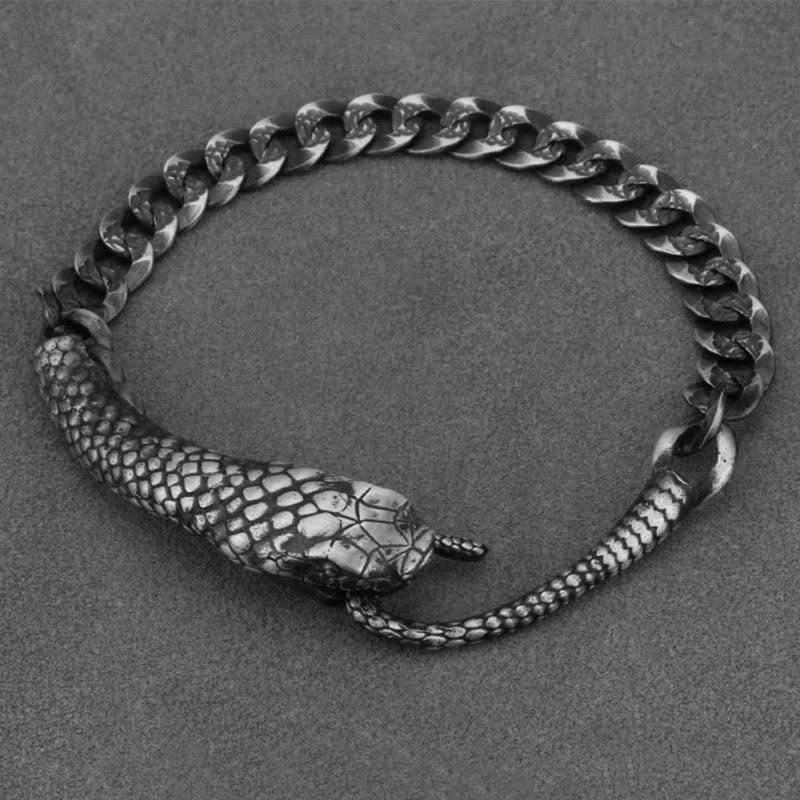 Buddha Stones Srebro Sterling Kształt Węża Tekstura Bransoletka Błogosławieństwa Roku Węża