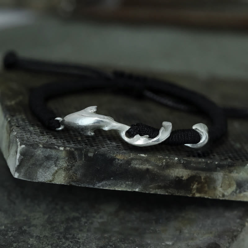 Bransoletka ochronna z Buddha Stones 999 ze srebra próby 925 z rekinem w kolorze czarnym - image 17