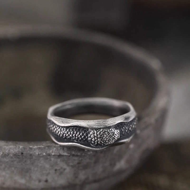 Buddha Stones 999 Srebrny Pierścień Ochronny W Kształcie Węża Rok Węża